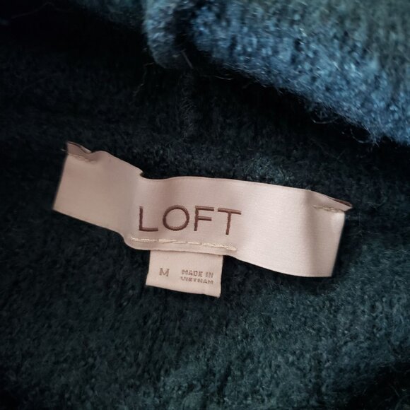 Loft Womens Teal Textured Knit Hoodie Sweater Size M Fall Layering Outdoor - Picture 4 of 5